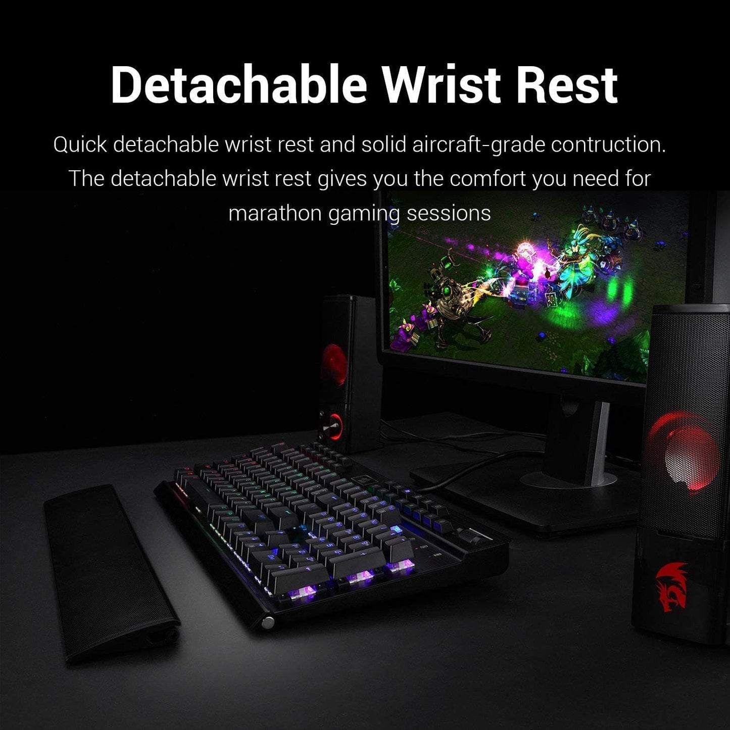 Redragon K550 Mechanisch RGB 131 Key Gaming-Tastatur für RTS FPS MMO (vergoldeten USB-Anschluss, intern lasergravierte RGB-LED)